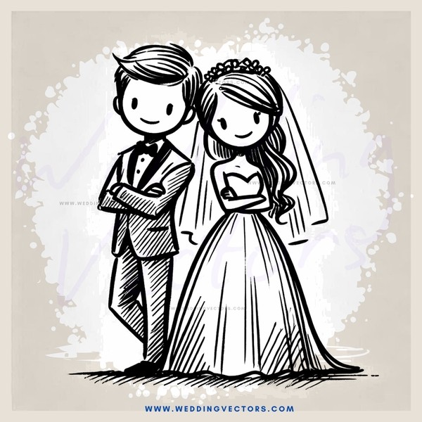 groom and bride cartoon illustration