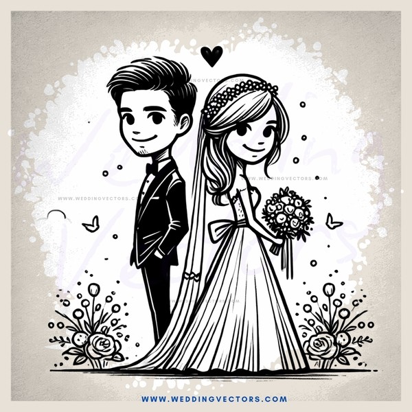 a couple with a bouquet and rings