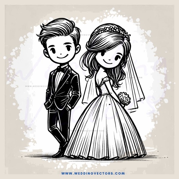 groom and bride picture (black and white)