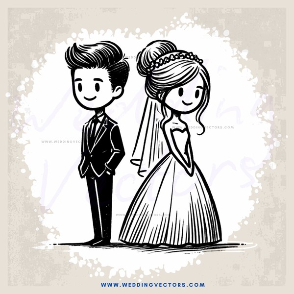 groom and bride sketch artwork