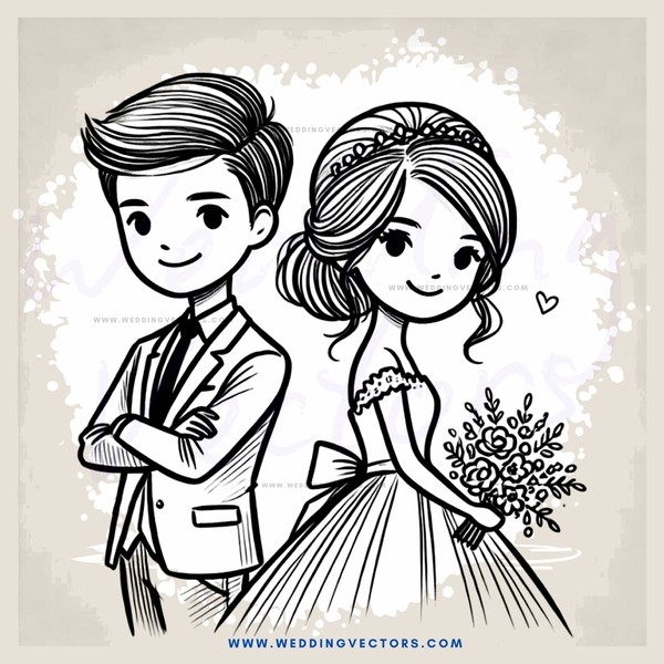 a bride and groom in wedding formal attire
