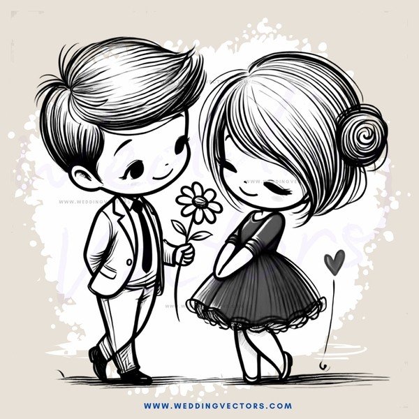 cartoon boy and girl together