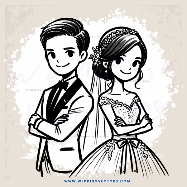 a bride and groom posing for their wedding picture