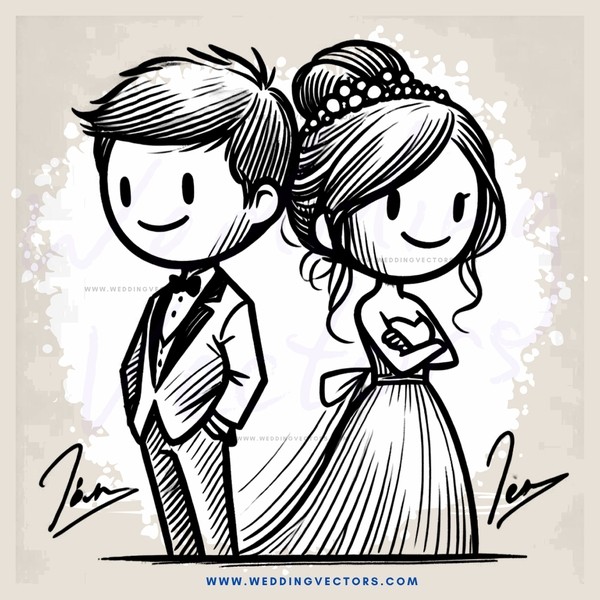 a couple in black and white wedding attire