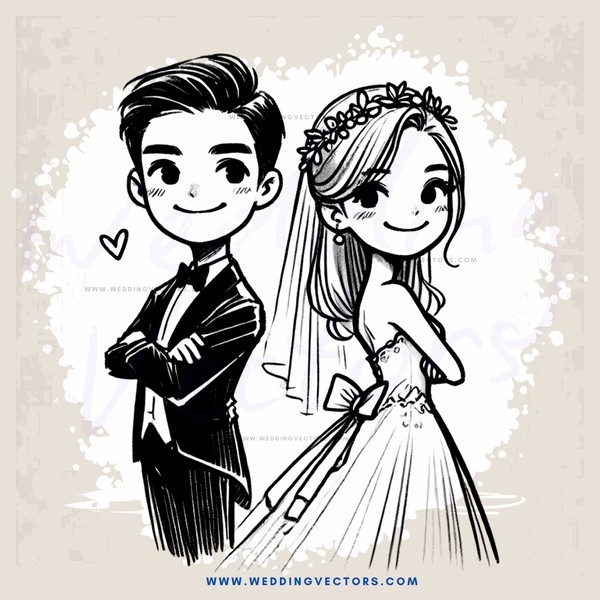 a couple's picture with hearts drawn around their necks