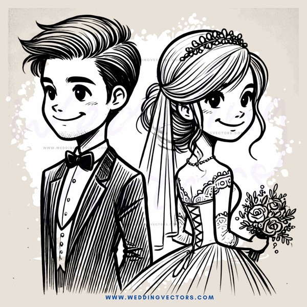 a boy and girl wedding picture (black and white)