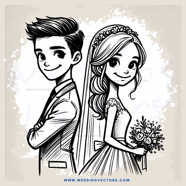 bride and groom portrait in black and white