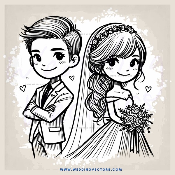 a bride and groom with roses
