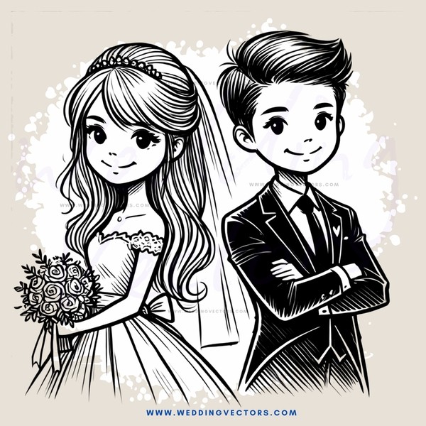 a bride and groom pose for a picture