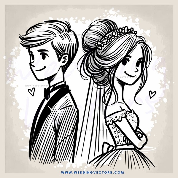 a wedding couple portrait in black and white
