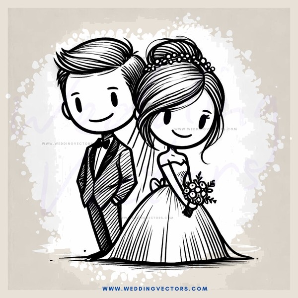 couple in black and white illustration