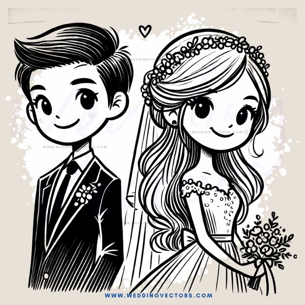 wedding animation - male groom and bride