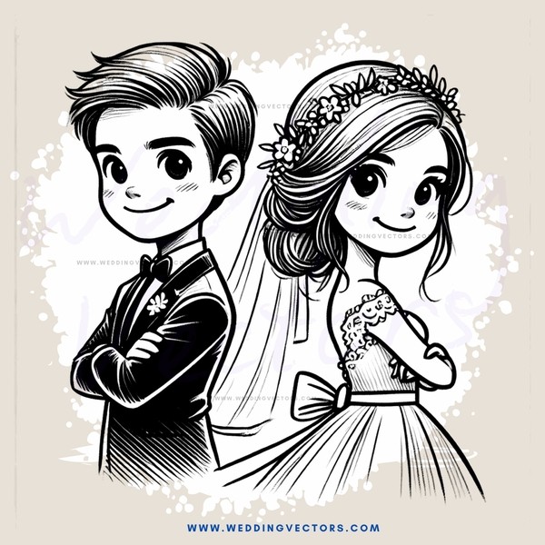 a couple's portrait with wedding attire