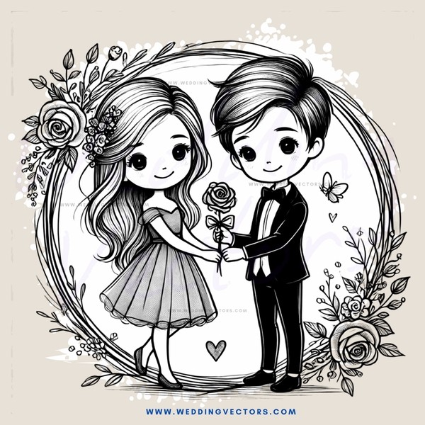 a couple exchanging flowers on their wedding day