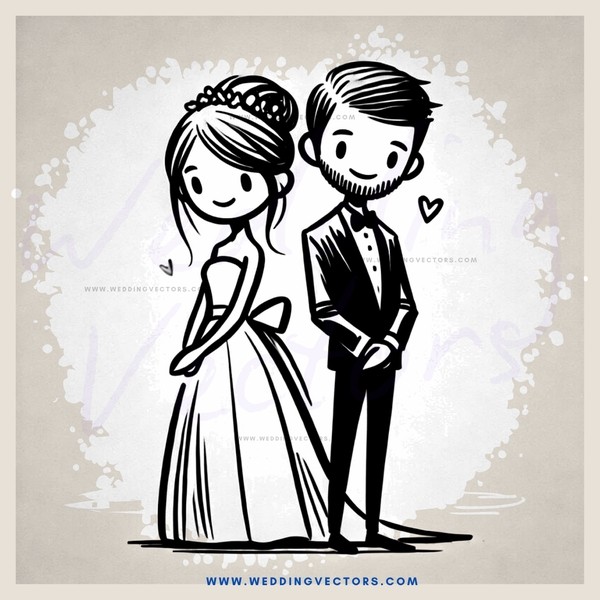 wedding couple posing for photo with heart symbol