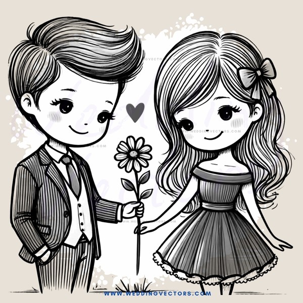 boy and girl sharing a flower