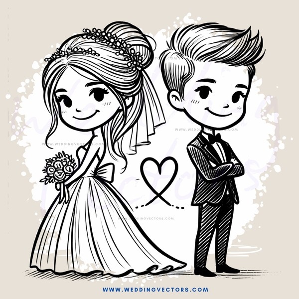 groom and bride cartoon character