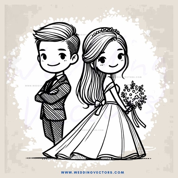 a bride and groom holding flowers