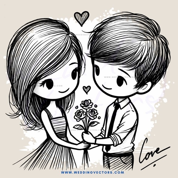 a couple holding flowers and smiling