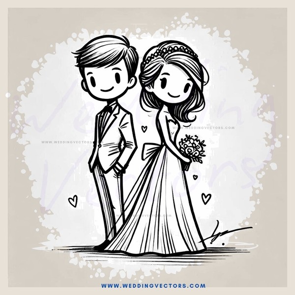 a cartoon man and woman posing for a picture