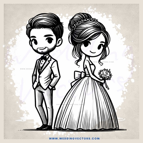 the groom and bride in black and white wedding gown