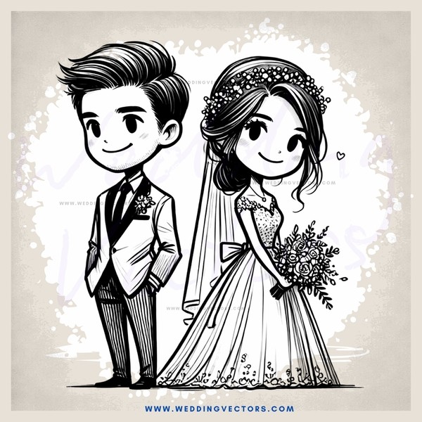 engaged couple cartoon