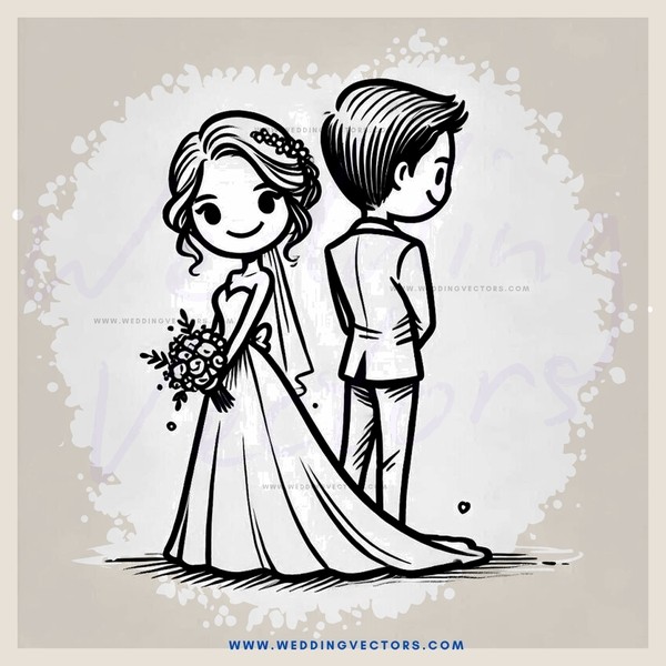 a bride and groom standing together