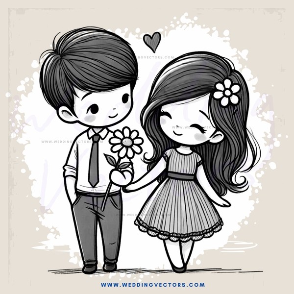 two kids holding flowers and dancing