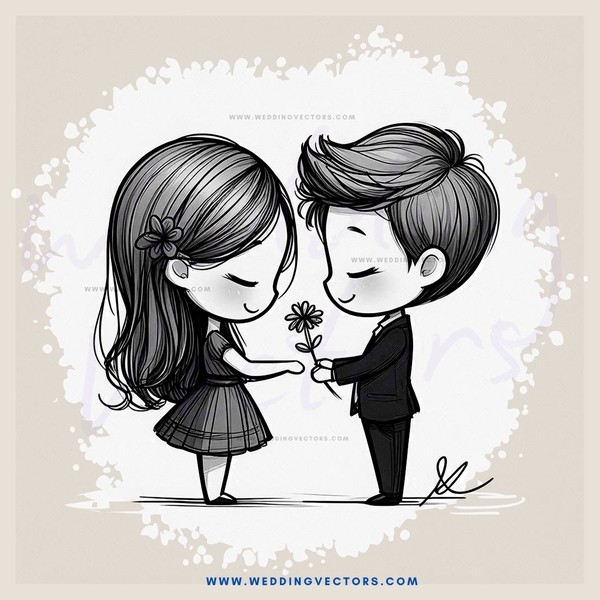 couple exchanging flowers on ground