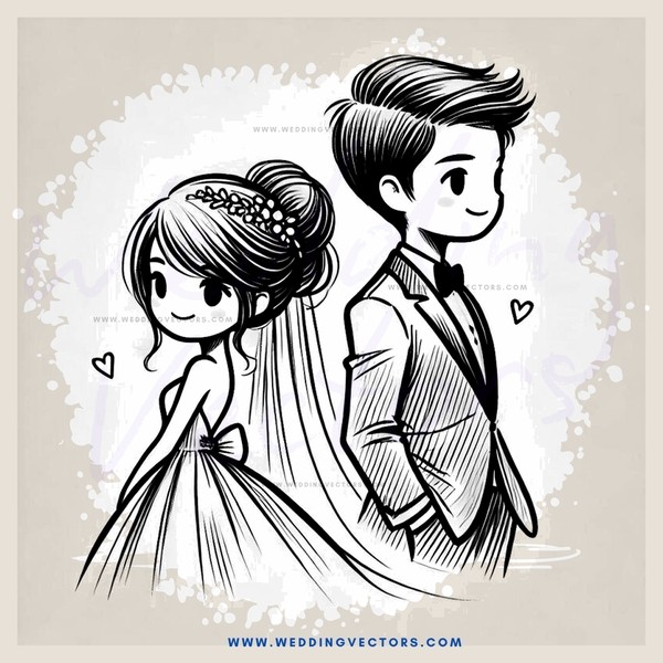 a wedding couple portrait in black and white