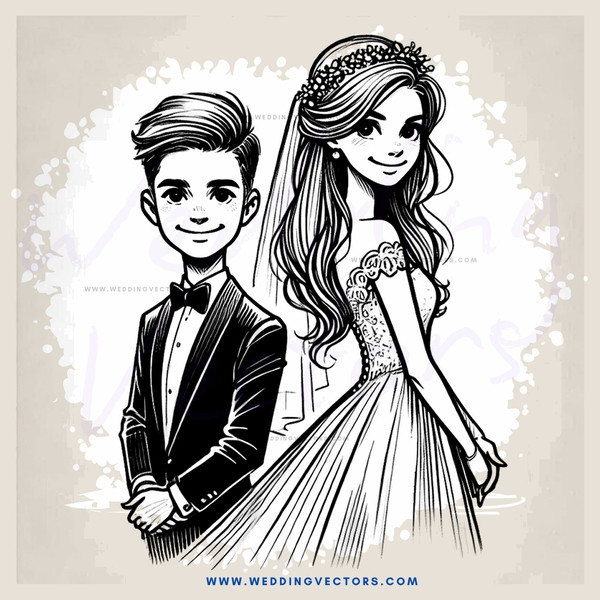 the bride and groom drawing