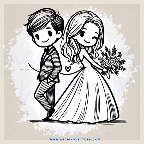 bride & groom with flowers