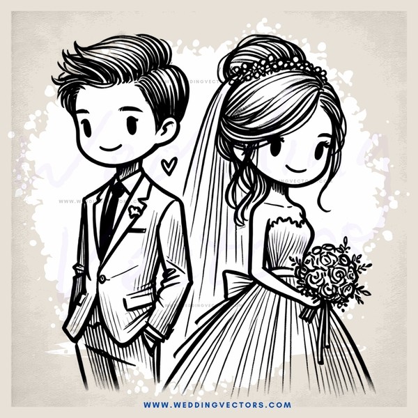 a wedding couple in black and white