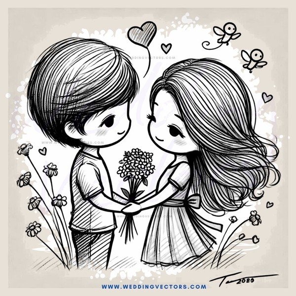 two children embracing in front of flowers and butterflies