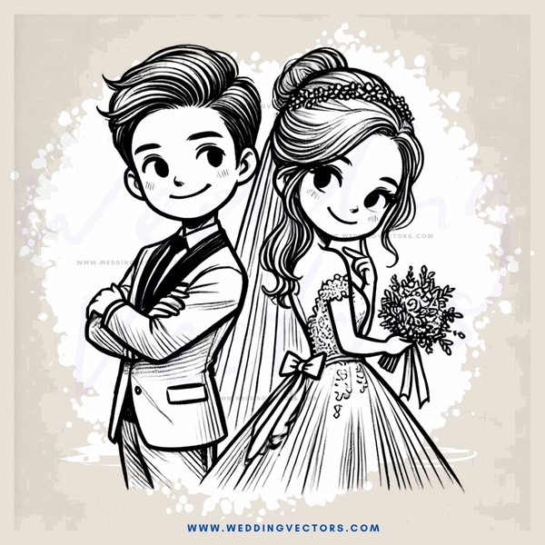 a boy and girl in wedding attire with rings and flowers