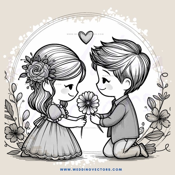 children holding flower and kissing in picture frame