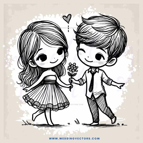 two kids dancing together with flowers