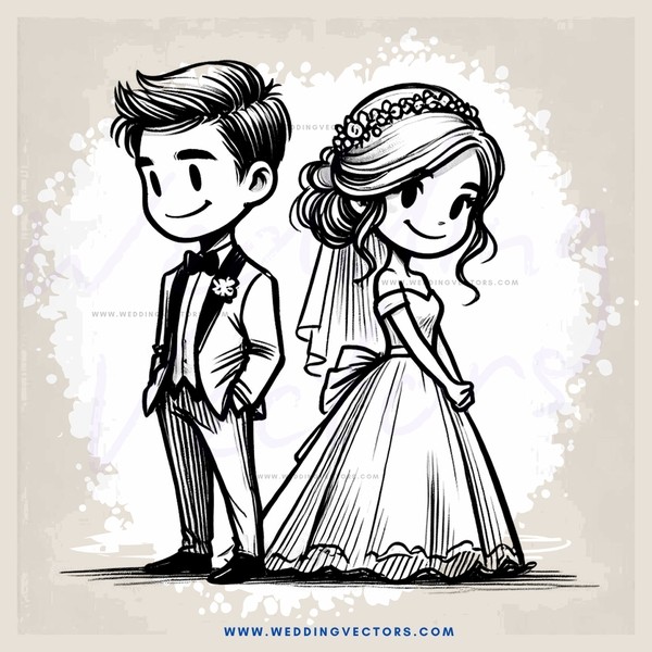 a bride and groom standing together