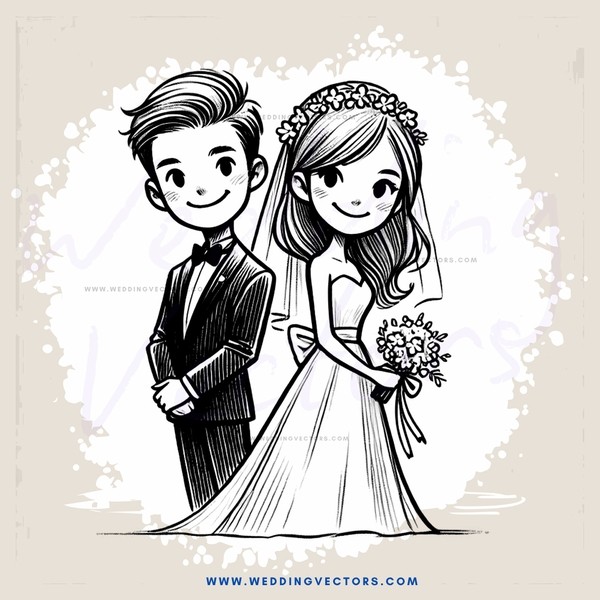 wedding animation in black and white