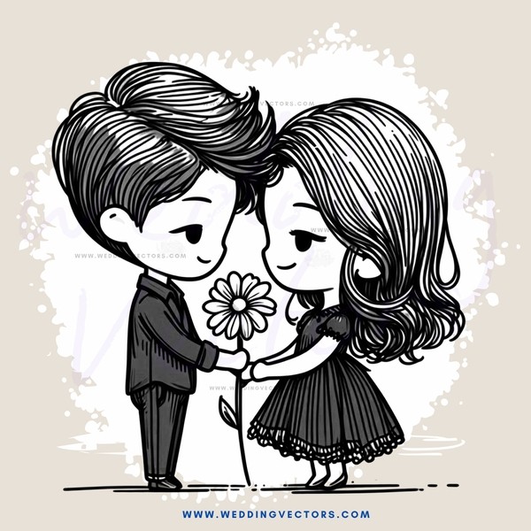 a couple holding hands with a flower