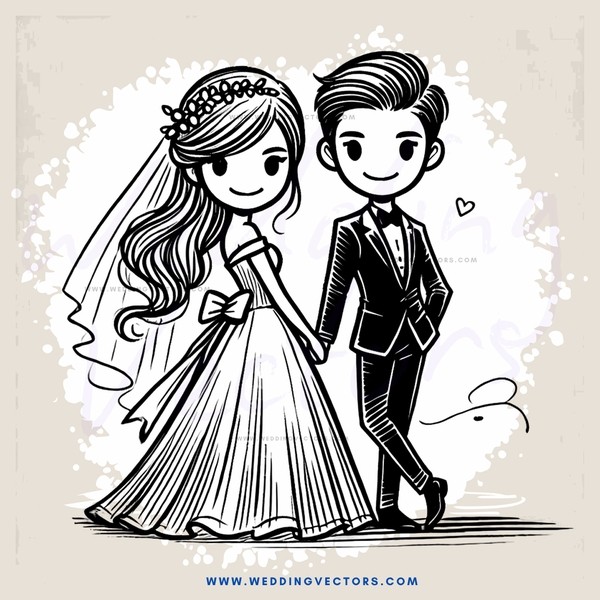 a bride and groom holding hands