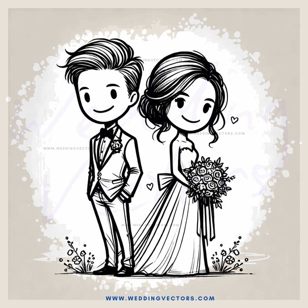 a couple standing together with gifts and flowers