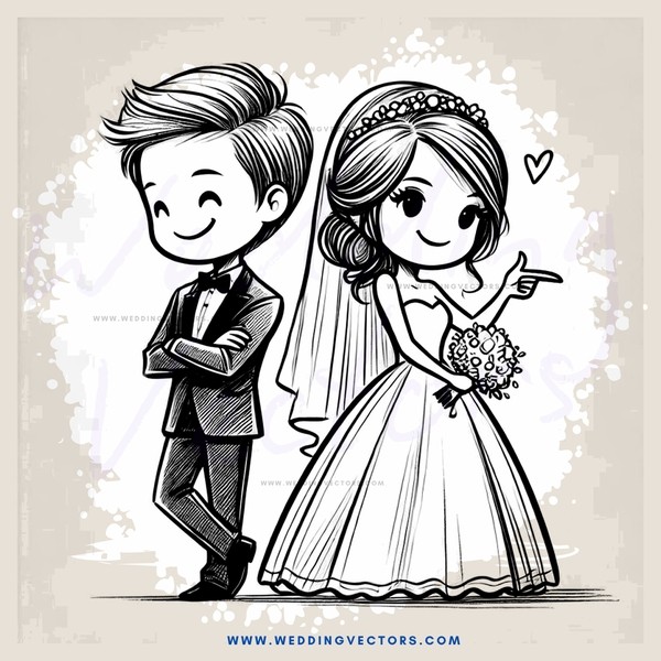 groom and bride posing together