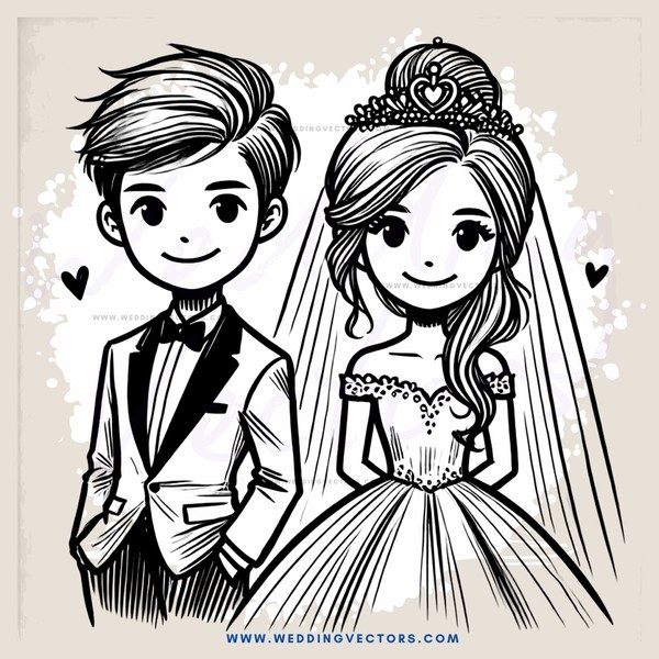 groom and bride in wedding attire