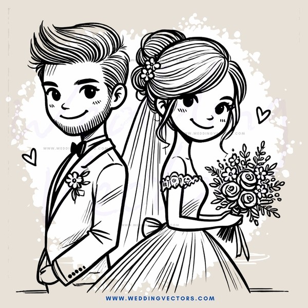 a happy bride and groom