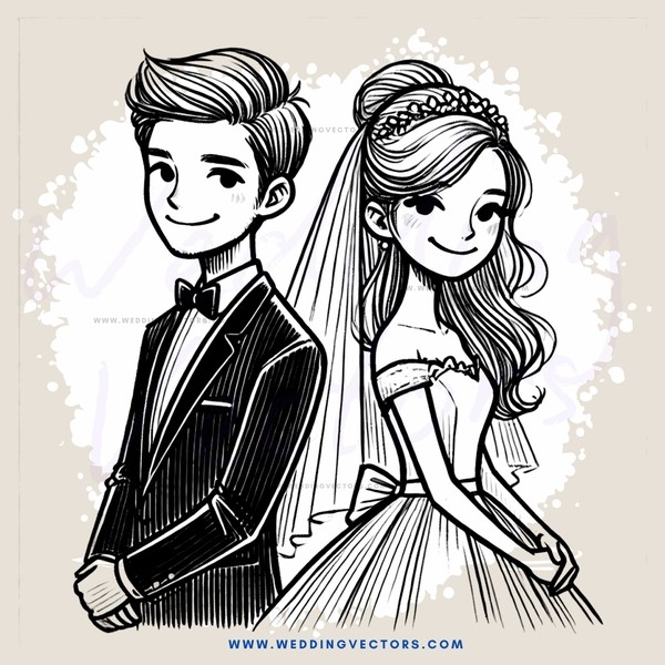 a wedding couple portrait in black and white