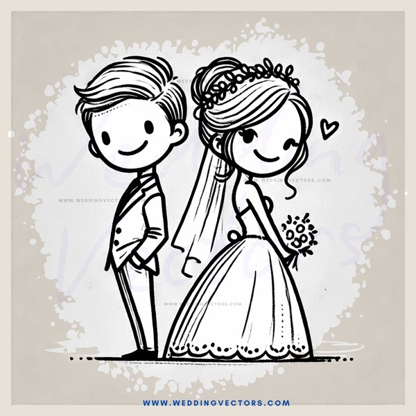 groom and bride cartoon character