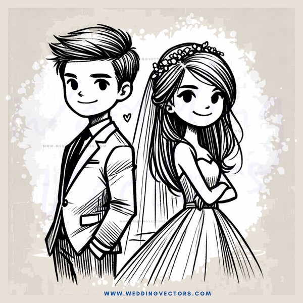 a young couple on their wedding day