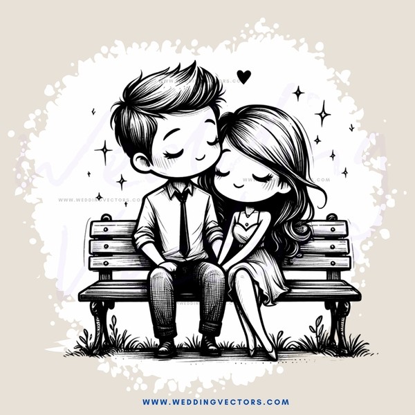couple on bench with starry background and flowers