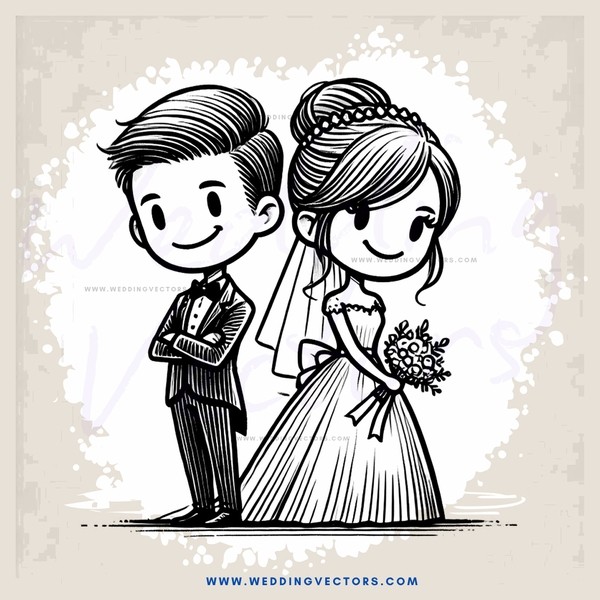 a wedding couple in black and white